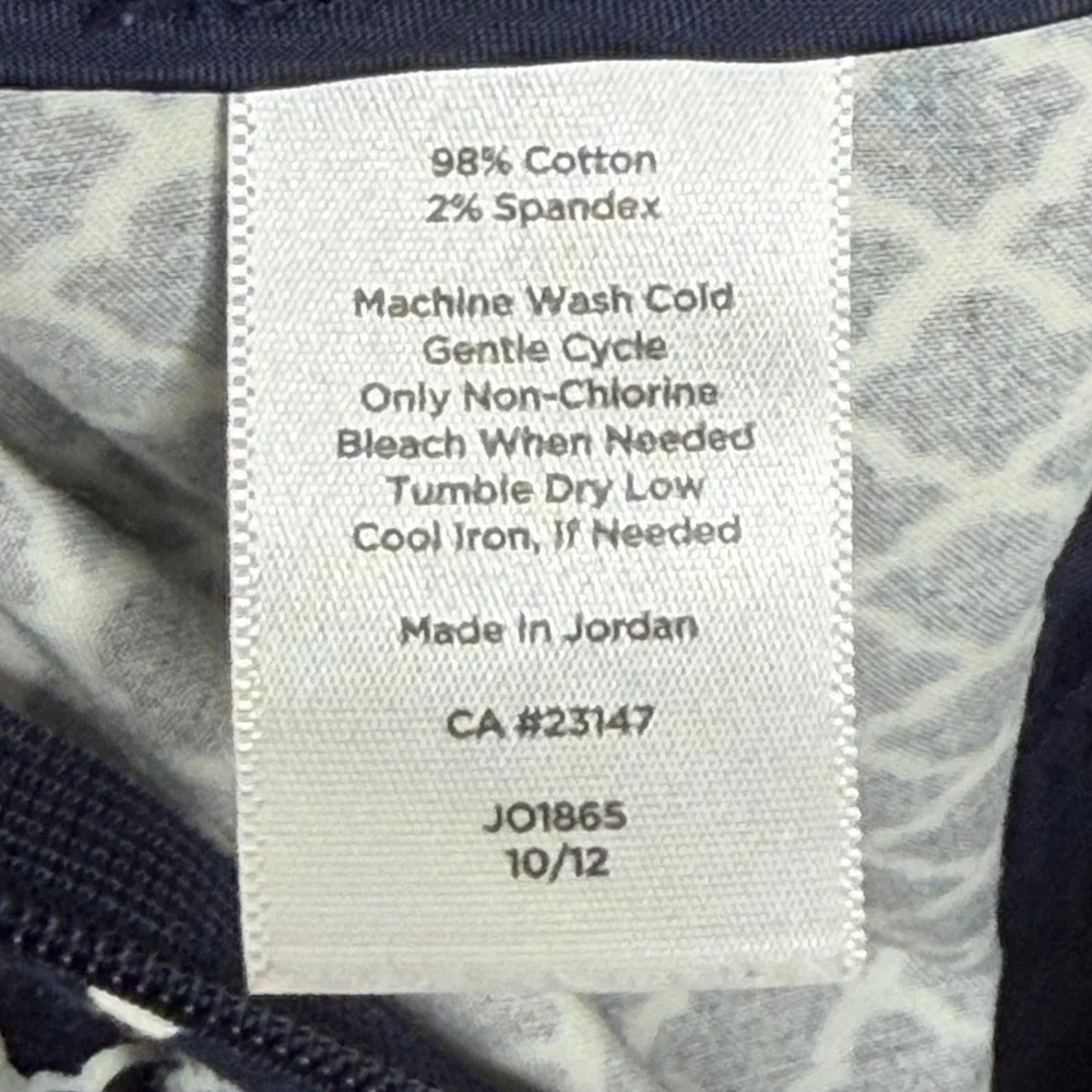 Talbots Heritage Pants Womens 4 Navy Blue Preppy Printed Ankle Mid Rise - Picture 6 of 10